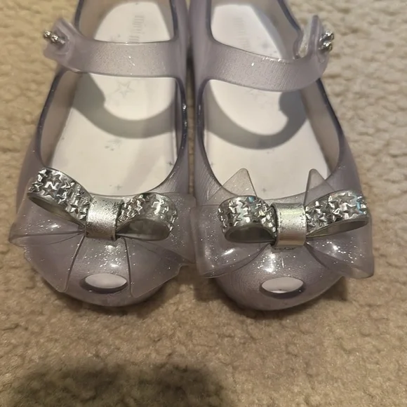 Mini Melissa Sparkly Silver Kids Dress Shoes - Picture 4 of 5